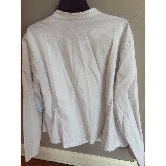 New Eileen Fisher Organic Cotton Stretch Stand Collar jacket sz 3X White - Picture 13 of 15